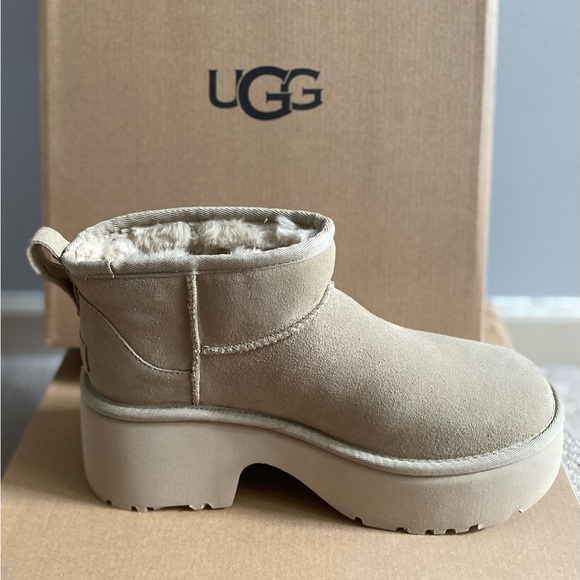 UGG The Classic Ultra Mini New Heights Boots ✨ Mustard Seed Size 8 | suede - Picture 10 of 16